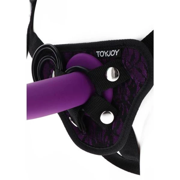 GET Real Strap-on-Spitzengeschirr Lila met siliconen ringen