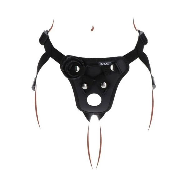 GET Real Strap-on-Geschirr mit 3 Silikonringen schwarz