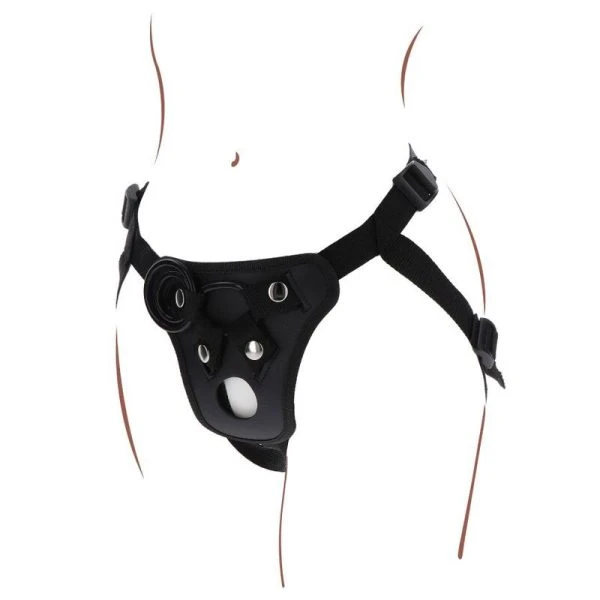 GET Real Strap-on-Geschirr mit 3 Silikonringen schwarz