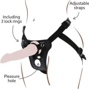 GET Real Strap-on-Geschirr mit 3 Silikonringen schwarz
