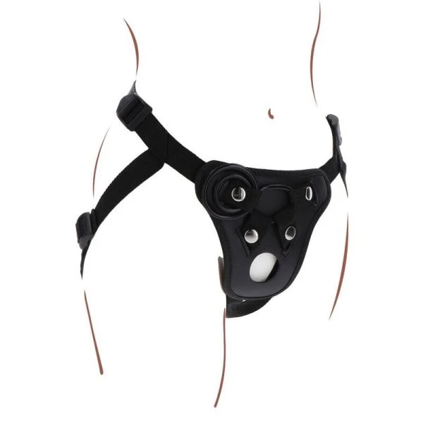 GET Real Strap-on-Geschirr mit 3 Silikonringen schwarz
