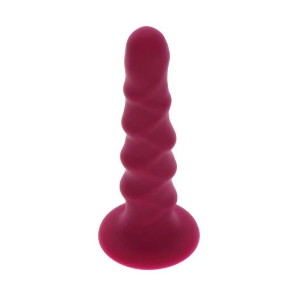 GET Real Silikon-Dildo Ribbed Dong 12 cm rood met zuignap