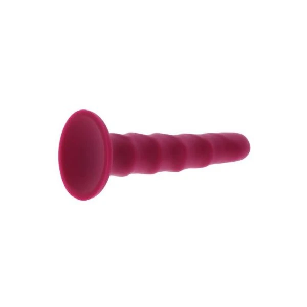 GET Real Silikon-Dildo Ribbed Dong 12 cm rood met zuignap