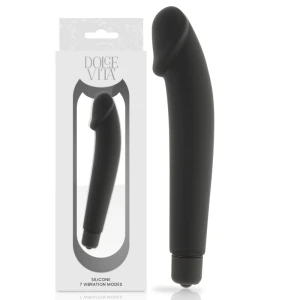 Dolce Vita Realistic Black Silicone Pearl Vibrator with Removable Cover