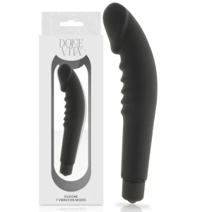Dolce Vita Realistic Pleasure Vibrator with silicone sleeve black