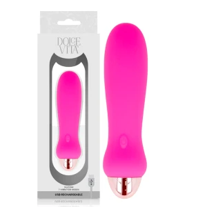 Dolce Vita oplaadbare minivibrator Vijf van siliconen, 7 standen, roze