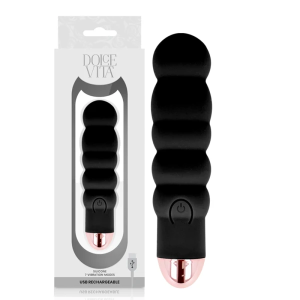 Dolce Vita Minivibrator Zes Zwart, oplaadbaar, 7 standen