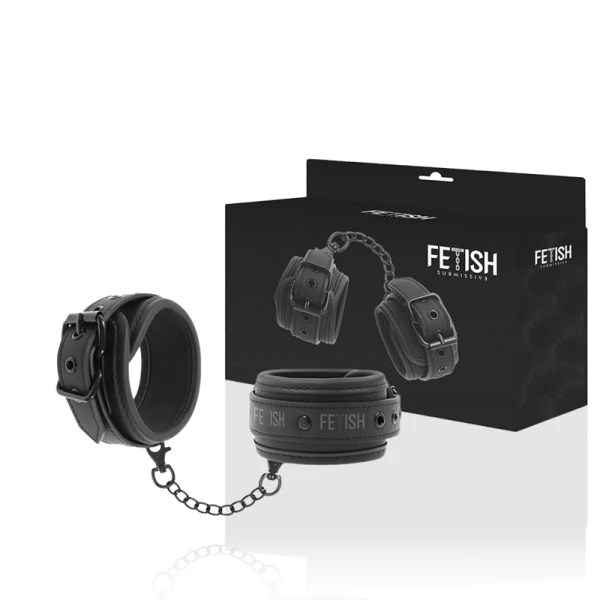 Fetish Submissive Handboeien van veganistisch leer met neopreen voering Fetish Submissive Handboeien van veganistisch leer met neopreen voering