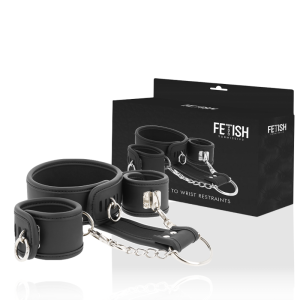 Fetish Submissive Bondage Halsband en Handboeien van veganistisch leer Fetish Submissive Bondage Halsband en Handboeien van veganistisch leer - Afbeelding 2