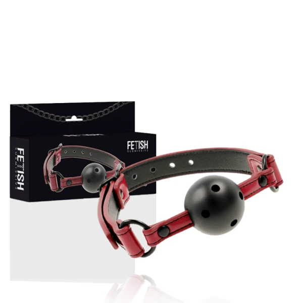 Fetish Submissive Dark Room Ademende Lederknebel met Neopreen