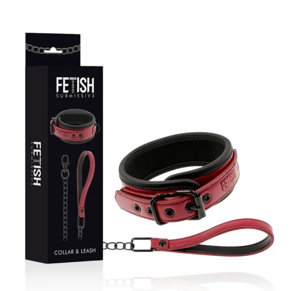 Fetish Submissive Kettinghalsband met Neopreenvoering voor BDSM Fetish Submissive Kettinghalsband met Neopreenvoering voor BDSM