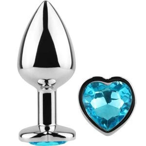 Secretplay Toys Anaalplug van metaal met blauw hart klein 7 cm