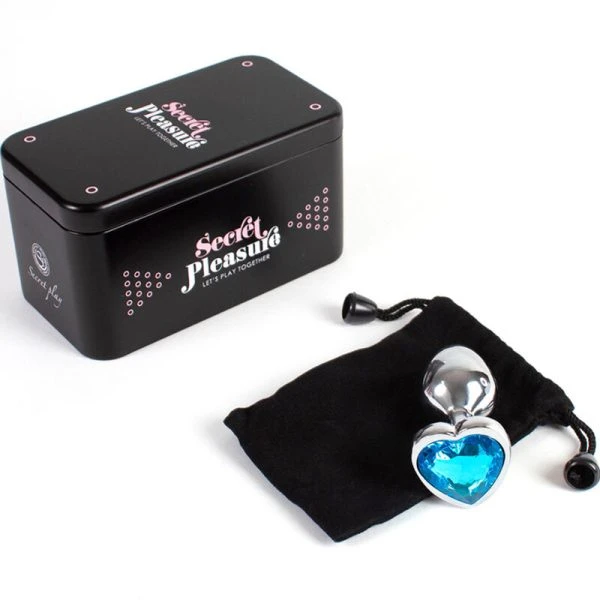 Secretplay Toys Anaalplug van metaal met blauw hart klein 7 cm