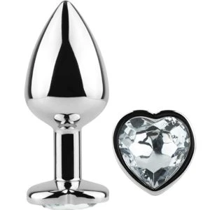 Secretplay Toys Anale plug van metaal met kristallen hartje, transparant, 7 cm