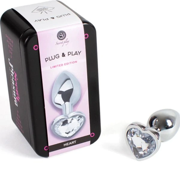 Secretplay Toys Analplug aus Metall mit Kristallherz, klar, 7 cm