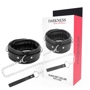 Darkness Bondage Soft Leather Collar with Chain