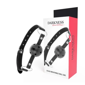 Darkness Bondage Leder-Knebel mit verstellbarem Riemen, schwarz