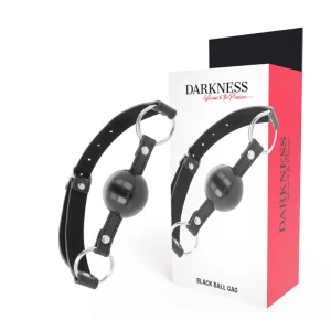 Darkness Bondage Leder-Knebel met zwarte bal
