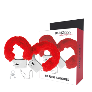 Darkness Bondage Handboeien van metaal met rode binnenvoering Darkness Bondage Handboeien van metaal met rode binnenvoering - Afbeelding 1