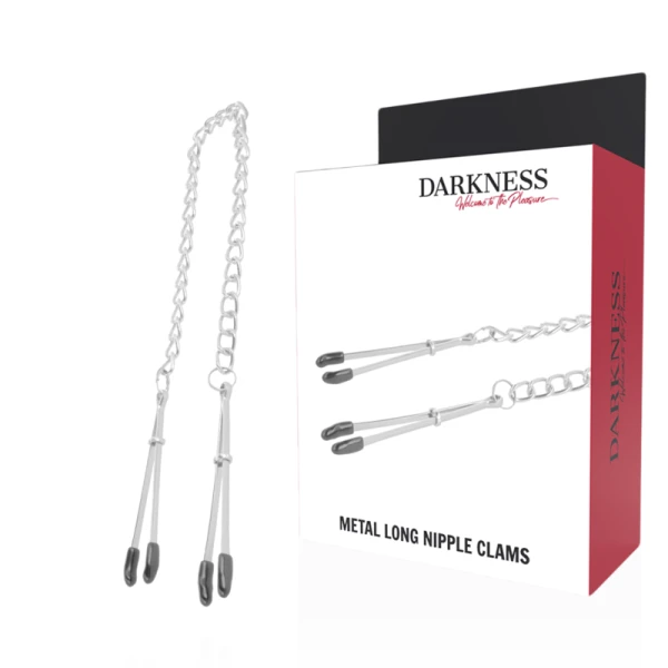 Darkness Sensations Verstelbare Metalen Nippelklemmen met Keten