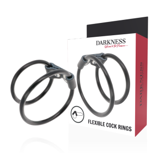Darkness Sensations Dubbele flexibele penisring van leer en rubber Darkness Sensations Dubbele flexibele penisring van leer en rubber - Afbeelding 1
