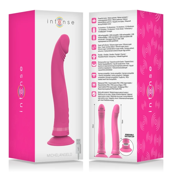 Intense High Tech Michelangelo Silikon-Vibrator met Zuignap, Roze