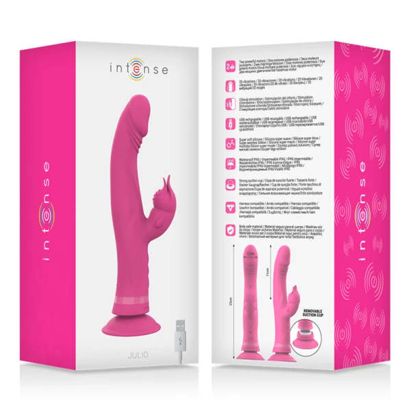 Intense High Tech Rabbit-Vibrator Julio Rosa Silikon Intense High Tech Rabbit-Vibrator Julio Rosa Silikon
