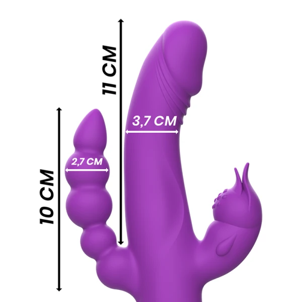 Intense High Tech Casanova Rabbit Vibrator with 3 Motors, purple