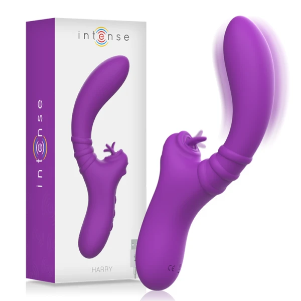 Intense High Tech Harry Flexibele Vibrator met Clitorisstimulator, paars