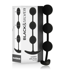 Black&silver Harry Analketting met 3 siliconen balletjes 14 cm