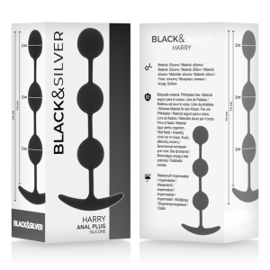 Black&silver Harry Analrosenkranz mit 3 Silikonkugeln 14 cm Black&silver Harry Analrosenkranz mit 3 Silikonkugeln 14 cm – Bild 5