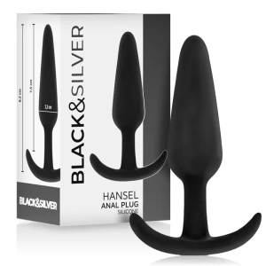 Black&silver siliconen anaalplug Hansel met klein handvat