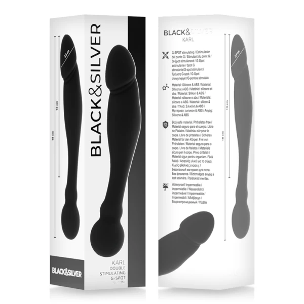 Black&silver Karl G-punt-dildo van siliconen