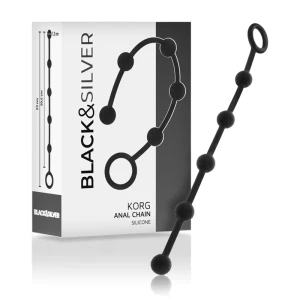 Black&silver Korg Beads Anal Beads made of Silicone for Beginners