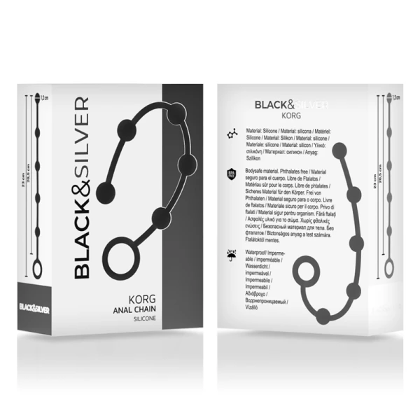 Black&silver Korg Beads Analkugeln aus Silikon für Einsteiger