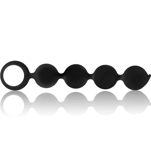 Black&silver Lennon Anal Rosenkranz mit 4 Silikonkugeln 15 cm