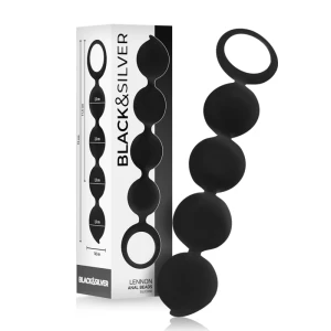 Black&silver Lennon Anaalkralen met 4 siliconen balletjes 15 cm