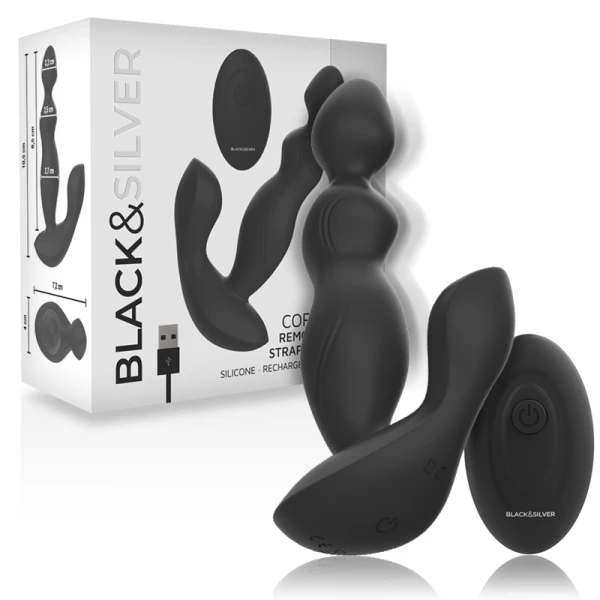 Black&silver Cora Anaalplug Silicone met Afstandsbediening