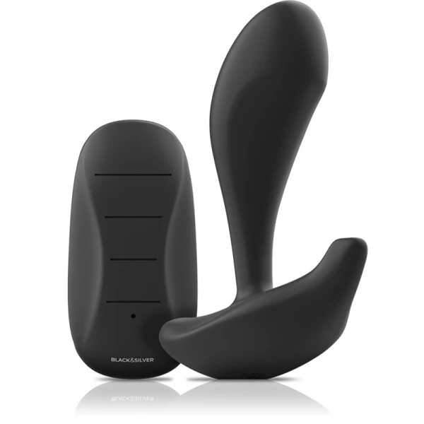 Black&silver Dwayne Anaalplug met afstandsbediening siliconen