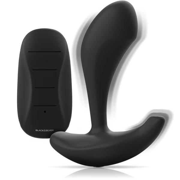 Black&silver Dwayne Anaalplug met afstandsbediening siliconen