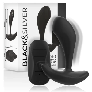 Black&silver Dwayne Anaalplug met afstandsbediening siliconen