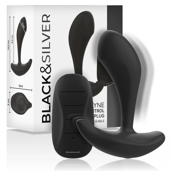Black&silver Dwayne Anaalplug met afstandsbediening siliconen