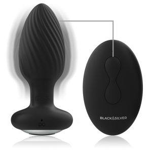Black&silver Anale Vibrator Wells Plug Silicon Rotator met Afstandsbediening Black&silver Anale Vibrator Wells Plug Silicon Rotator met Afstandsbediening - Afbeelding 3
