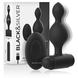 Black&silver Tucker anale plug van siliconen met afstandsbediening, 8 cm