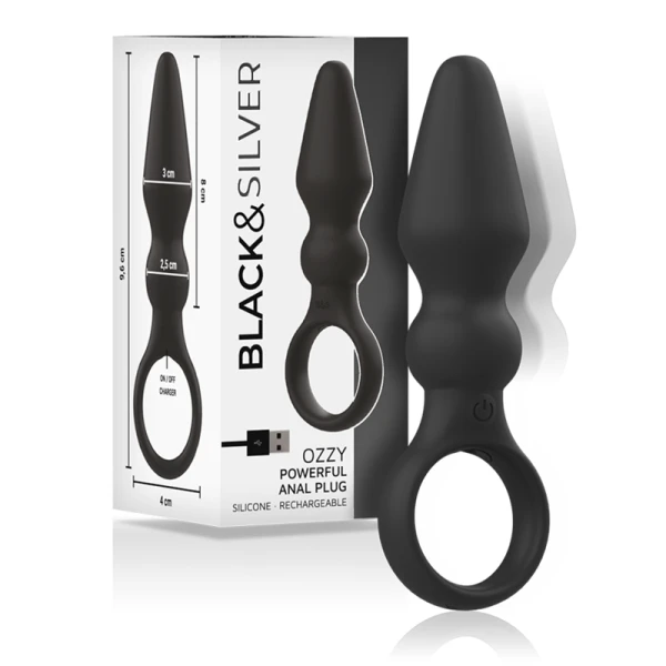 Black&silver Ozzy vibrerende siliconen anaalplug