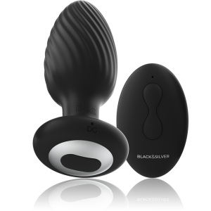 Black&silver Anale Vibrator Wells Plug Silicon Rotator met Afstandsbediening Black&silver Anale Vibrator Wells Plug Silicon Rotator met Afstandsbediening - Afbeelding 2