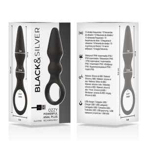 Black&silver Ozzy vibrerende siliconen anaalplug Black&silver Ozzy vibrerende siliconen anaalplug - Afbeelding 5