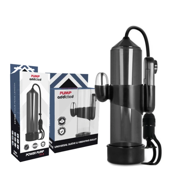 Pump Addicted RX5 Penispomp met vacuümsysteem, zwart