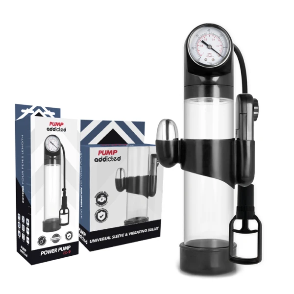 Pump Addicted Transparenter Vibrator RX9 Penispumpe mit Kalibrator