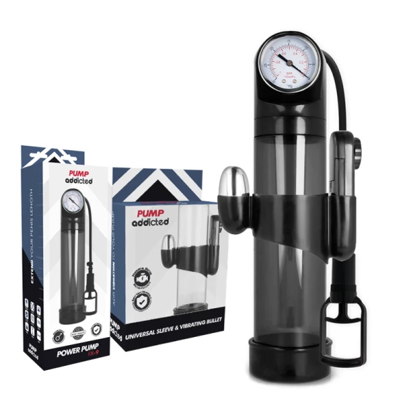 Pump Addicted RX9 Penispomp met kalibrator zwart Pump Addicted RX9 Penispomp met kalibrator zwart